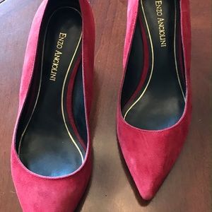 Red Suede Enzo Angiolini 2 inch Heels Size 8